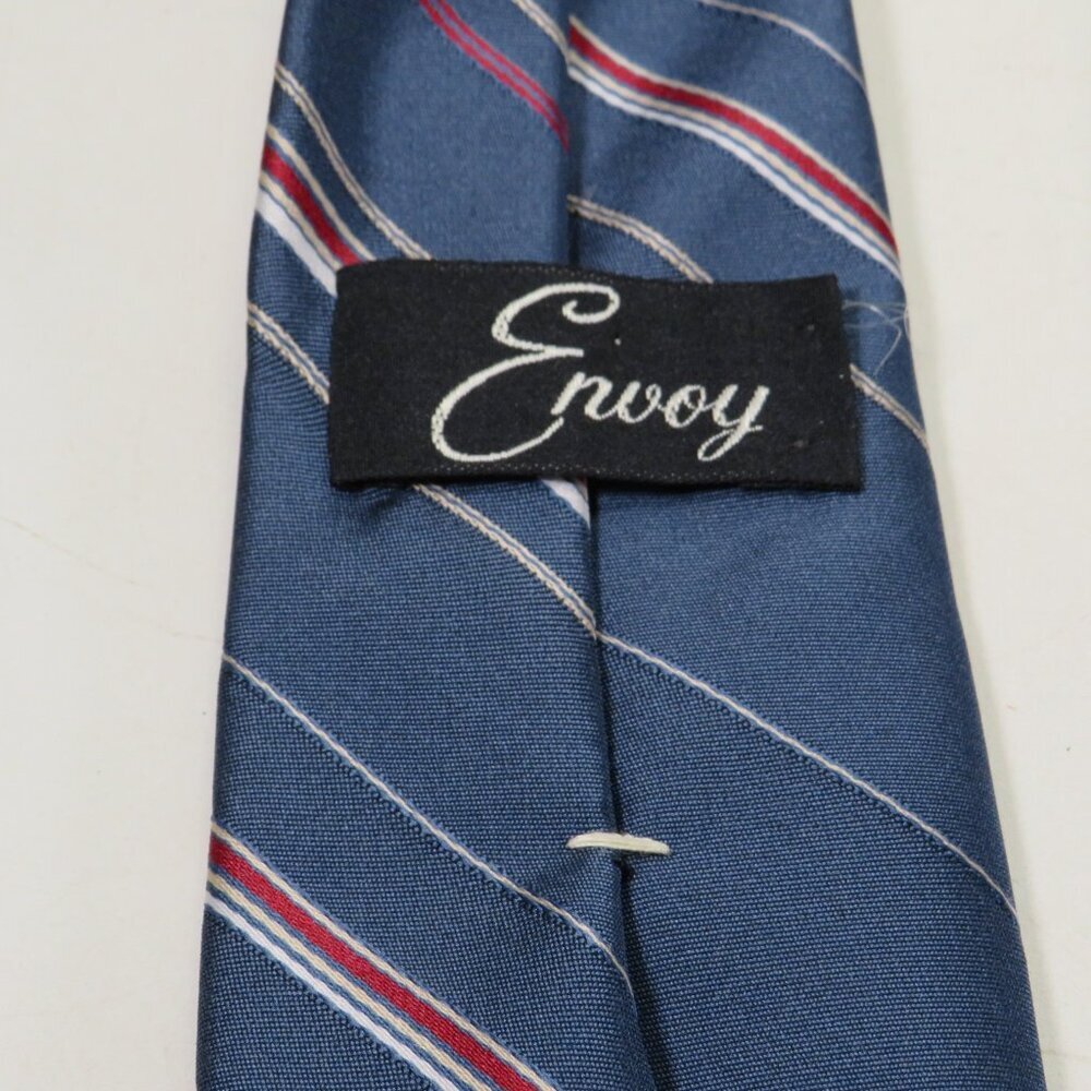 Vintage Blue with Red Striped Men's NeckTie by Envoy - Picture 3 of 7